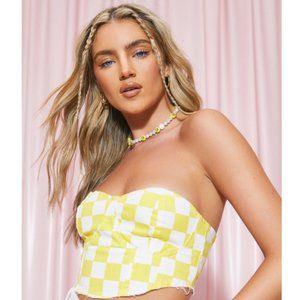 Yellow Checkered Denim Corset (NWT)